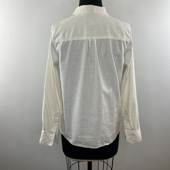 J. Crew White Multi Strand Half Button Down Casual Relaxed Fit Shirt 6 - Picture 7 of 7